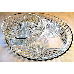 Beautiful Vintg 2 piece Crystal Soup cup/Sandwich lunch plate-Set